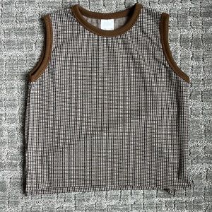 Zara Kids brown and black checkered top